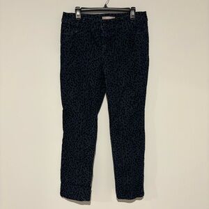 CHICO'S‎ Denim Jeans Flocked Velvet Leopard Stretch Blue Black size 1.5 short